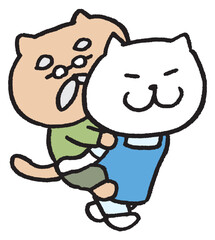 介護職員のかわいい猫のキャラ素材