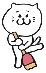 かわいい女子猫キャラの日常イラスト