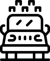 Monster truck crushing cars leaving wreckage icon, outline style