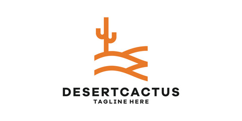 logo design desert, cactus, arid, logo design template, icon, vector, symbol, creative, idea.