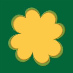Clover leaf with four petals in Paper cut style. Copy space. St Patrick Day greeting template idea