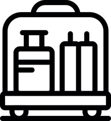 Luggage trolley carrying suitcases, symbolizing travel, tourism and holidays