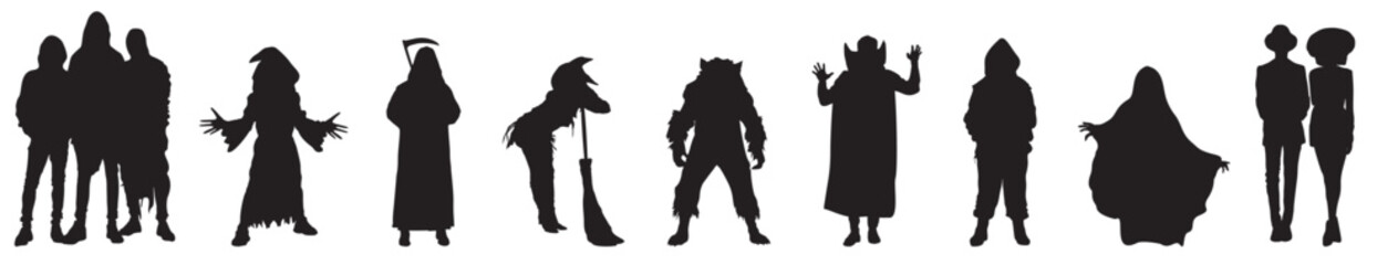 halloween people silhouette halloween costumes set collection
