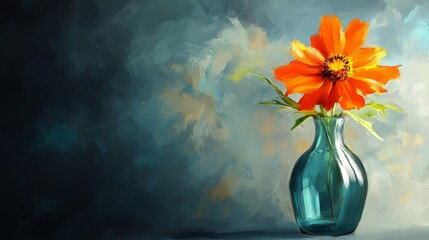 Vibrant Orange Flower in Vase - High Definition 8K Wallpaper Stock Photo with Stunning Detail