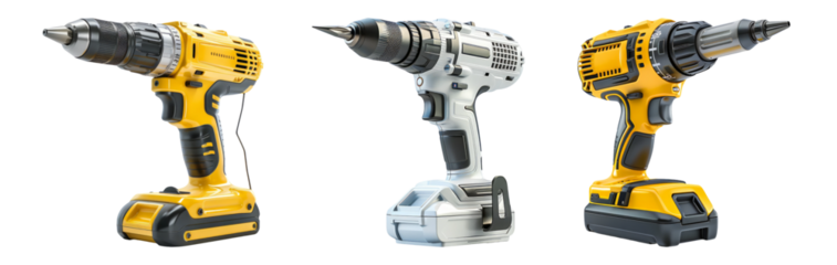 Cordless Power Drills Isolated on Transparent Background
