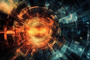 Obraz premium Futuristic Technology Concept. Abstract Digital Art Background
