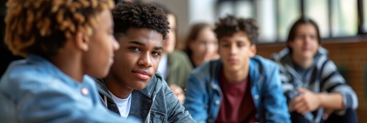 Fototapeta premium Teen supporting friend mental health issue among youth