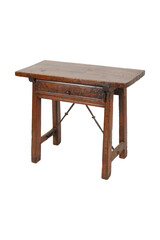 Empty top of granite stone table isolated on white background. For product display/Dark brown wooden round coffee table, dinning table, magazines table. Modern designer, table isolated on white backgr