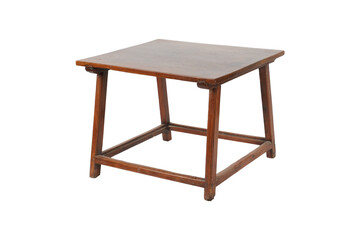 Empty top of granite stone table isolated on white background. For product display/Dark brown wooden round coffee table, dinning table, magazines table. Modern designer, table isolated on white backgr