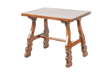 Empty top of granite stone table isolated on white background. For product display/Dark brown wooden round coffee table, dinning table, magazines table. Modern designer, table isolated on white backgr