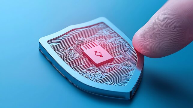 A digital shield protecting a user ID and password entry field, symbolizing protection and secure login