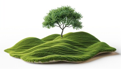 Lush Green Hills with a Solitary Tree on Top