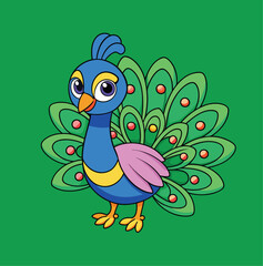 peacok bird mascot vector isolated