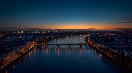 Frankfurt’s Bridges and Nightscape, A high-resolution image focusing on the bridges crossing the Main River