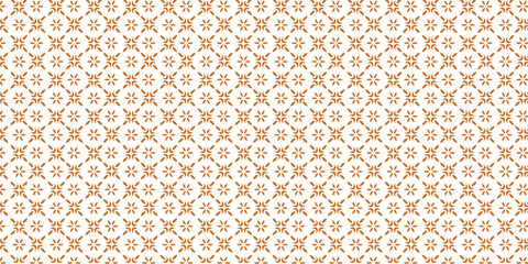 Golden vector seamless pattern with small diamond shapes, floral silhouettes. Simple texture.