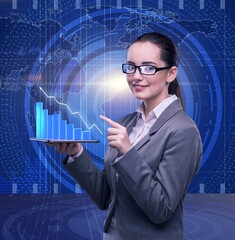 Businesswoman in stock trading business concept