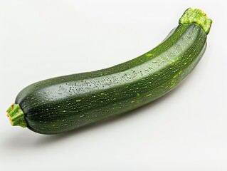 Fresh Zucchini on Pure White Background, Highlighting Natural Quality and Vibrant Green Skin with Golden Mean Composition. Raw Style Photography