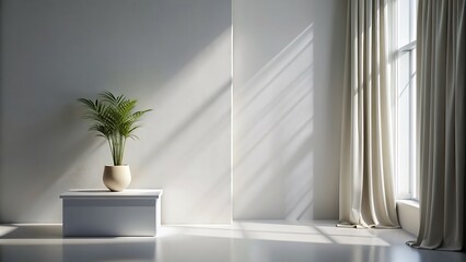 Background features a light grey canvas with the soft, delicate shadows of window curtains, adding a touch of intrigue and dimension to your product display.