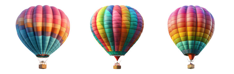 Fototapeta premium Colorful Hot Air Balloons Isolated on Transparent Background