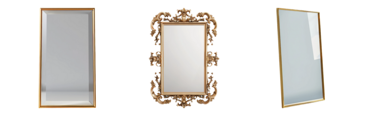 Decorative Mirrors Isolated on Transparent Background