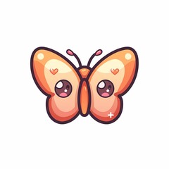 Obraz premium Cute cartoon butterfly with big eyes and pastel colors.