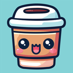 Christmas kawaii coffee cup flat icon