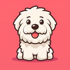 Obraz premium Cute cartoon white dog with a joyful expression against a pink background.