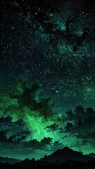 Fototapeta premium green night sky abstract background backdrop design copy space illustration art