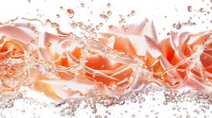Splash of pink rose champagne isolated on transparent background