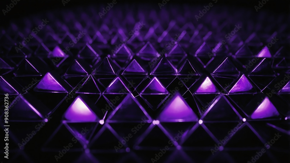 Wall mural purple glowing triangles abstract background backdrop design copy space illustration art