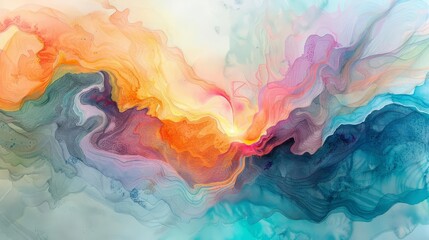 Fototapeta premium An abstract watercolor painting with flowing gradients, soft pastel colors, and organic forms, High detail, Dreamlike, Fluid movement