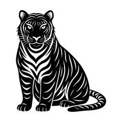 Fototapeta premium a black and white drawing of a tiger on white background