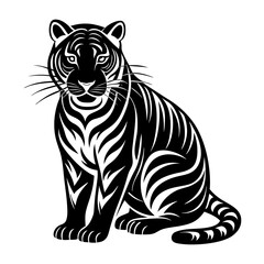 Obraz premium a black and white drawing of a tiger on white background