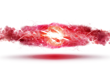 Glowing electric red flash isolated on transparent background