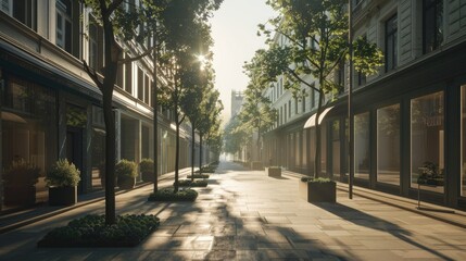 Urban landscape with mix of futuristic and classical architecture