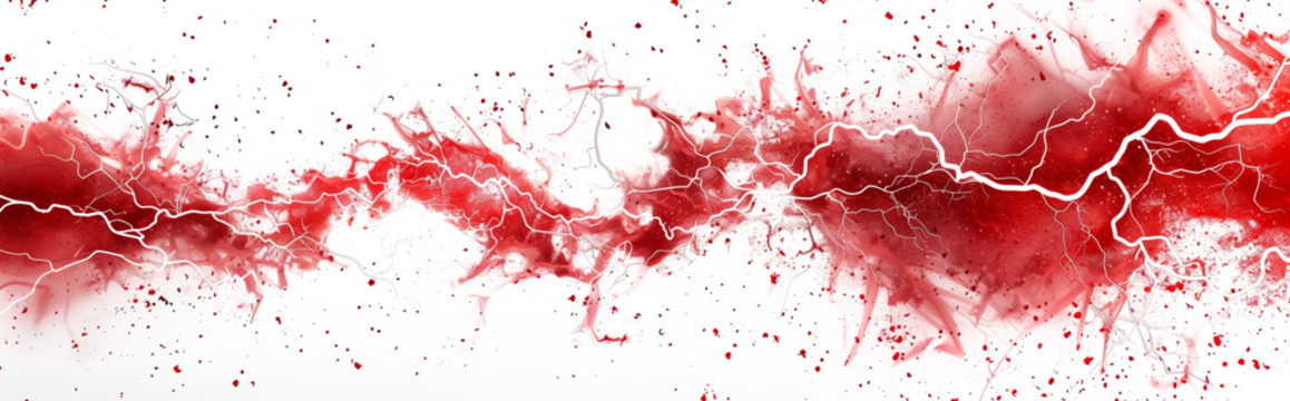 Glowing electric red flash isolated on transparent background