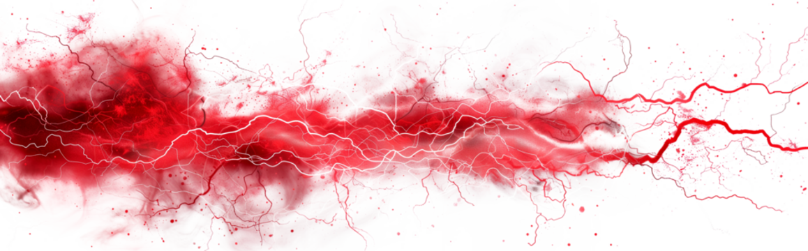 Glowing electric red flash isolated on transparent background