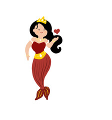 Cute sea mermaid clip art illustration