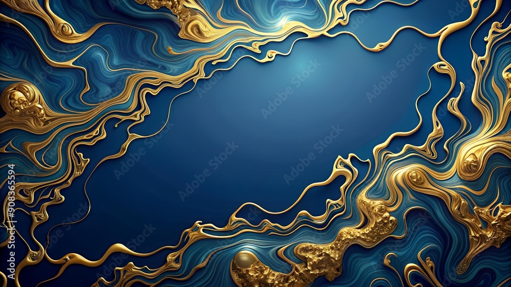 Wall mural Abstract Swirls of Celestial Gold and Azure  generative AI