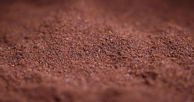 natural ground and roasted coffee for making a drink, ground coffee in close-up from which a coffee drink is made
