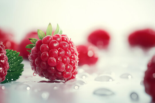 fresh raspberry fruits isolated on white background