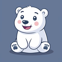 Fototapeta premium Cute cartoon polar bear character with a joyful expression.
