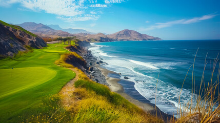 Beachfront golf course with breathtaking ocean scenery