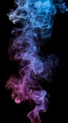 Obraz premium Blue and purple smoke merging isolated on transparent background