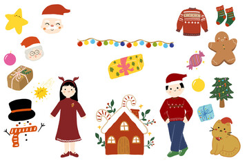 cute christmast element illustration clip art