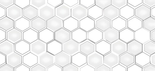 A seamless pattern of simple hexagons, white background, vector illustration, flat design, simple line art, monochrome, minimalism, thin lines, uniformity, uniform pattern, symmetrical grid 