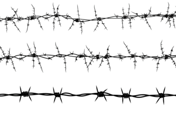 Barbed wire silhouette isolated on transparent background