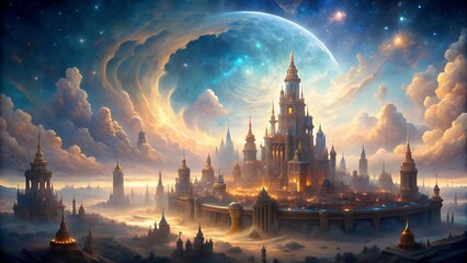 Celestial Citadel: A City of Light and Shadow  Generative AI