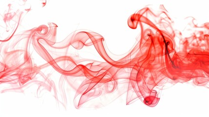 Red smoke plume isolated background.