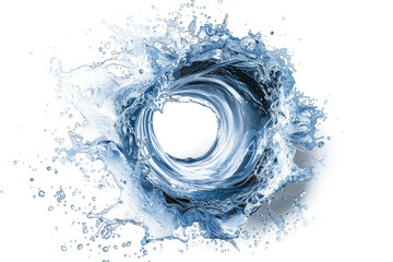 Fototapeta premium Blue whirlpool with splashes isolated on transparent background